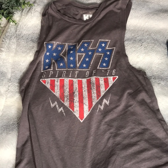 Kiss Tops - Kiss Gray Concert Muscle Tee Size Small
